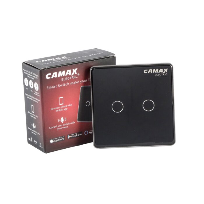 کلید دوپل لمسی هوشمند کامکث،CAMAX،شیشه زد خش،کنترل از هر جای دنیا ،برنامه و سناریو ، دستیار صوتی