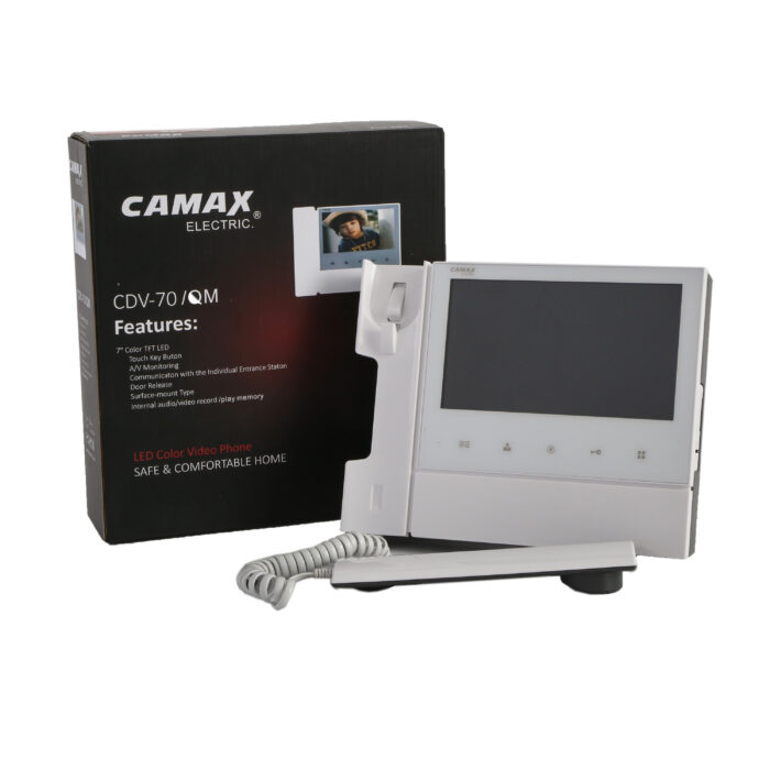 مانیتور داخلی آیفون تصویری کامکثمدل :QM-70،کامکث ،CAMAX.حافضه داخلی ،دو پنل بیرونی ،درب پارکینگ، احضار آسانسور ، سه سال ضمانت آیفون تصویری CAMAX-ایفون تصویری کامکث،آیفون تصویری لاکچری،آیفون تصویری شیک ،آیفون تصویری حافظه دار ،ایفون تصویری هوشمند