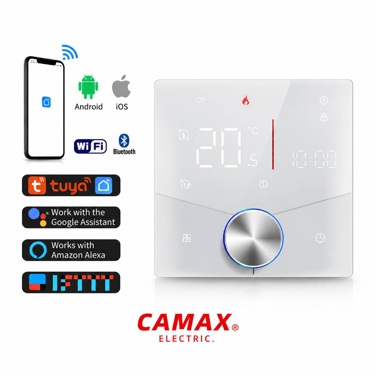 ترموستات ولومی هوشمند CAMAX ترموستات هوشمند ولومی CAMAX با نمایشگر لمسی و کنترل Wi-Fi