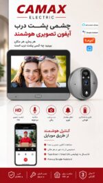 چشمی پشت درب هوشمند CAMAX با نمایشگر HD، اتصال WiFi، پشتیبانی از Tuya Smart، مکالمه دوطرفه، دید در شب و کنترل از طریق موبایل