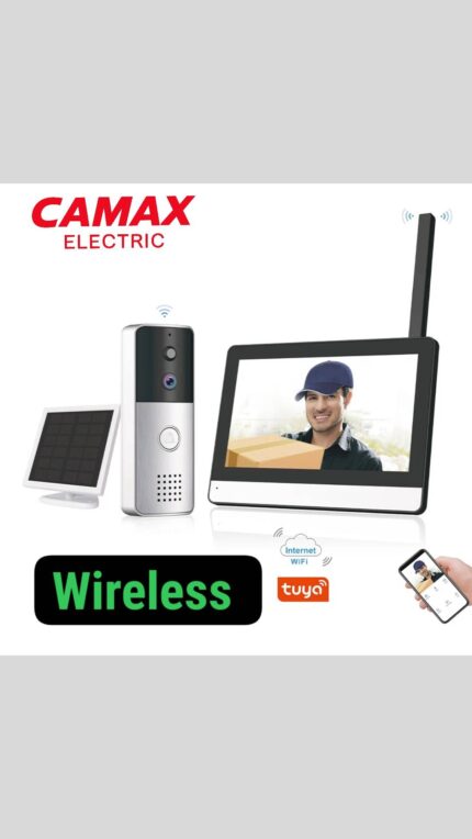 آیفون تصویری بیسیم CAMAX با برد ۳۰۰ متر، اتصال WiFi، پشتیبانی از Tuya، مانیتور داخلی و قابلیت باز کردن قفل برقی