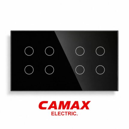 کلید لمسی ۸ پل CAMAX با طراحی مدرن، پنل شیشه‌ای سکوریت ضدخش و رله‌های قدرتمند ۱۰ آمپر، امکان کنترل مستقل ۸ مدار روشنایی را فراهم می‌کند. عملکرد لمسی دقیق، کیفیت ساخت بالا و نصب آسان، این محصول را به انتخابی ایده‌آل برای ساختمان‌های مسکونی، اداری و تجاری تبدیل کرده است.