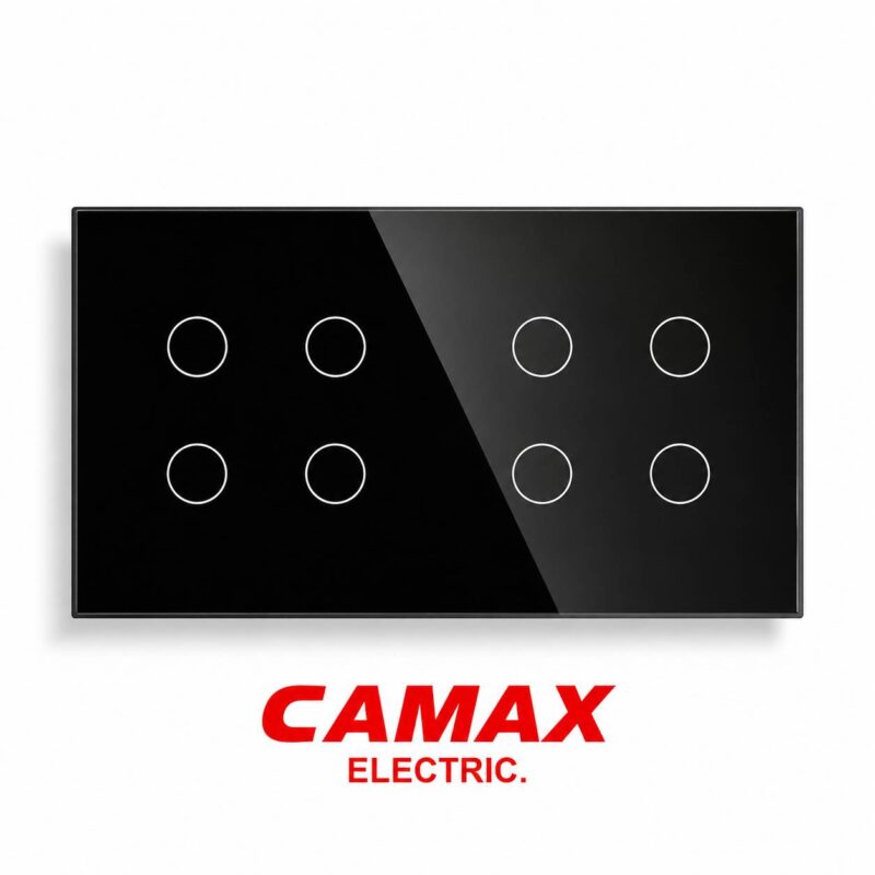کلید لمسی ۸ پل CAMAX با طراحی مدرن، پنل شیشه‌ای سکوریت ضدخش و رله‌های قدرتمند ۱۰ آمپر، امکان کنترل مستقل ۸ مدار روشنایی را فراهم می‌کند. عملکرد لمسی دقیق، کیفیت ساخت بالا و نصب آسان، این محصول را به انتخابی ایده‌آل برای ساختمان‌های مسکونی، اداری و تجاری تبدیل کرده است.
