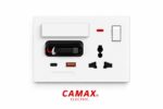 پریز شارژر CAMAX با کابل شارژ جمع‌شونده | USB-C و USB-A | پریز یونیورسال