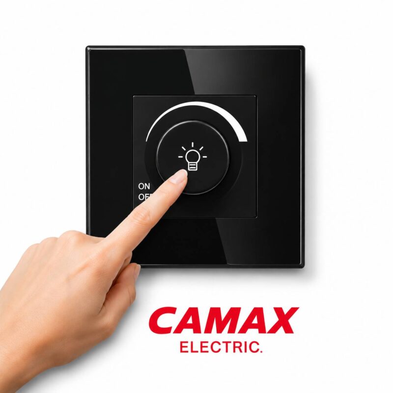 دیمر شیشه‌ای CAMAX | کلید دیمر ولومی تنظیم نور LED و لاینر Dimmable